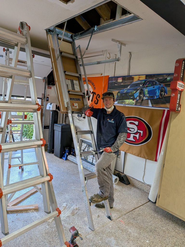 Attic Ladder Installation and Flooring for Storage in Rocklin